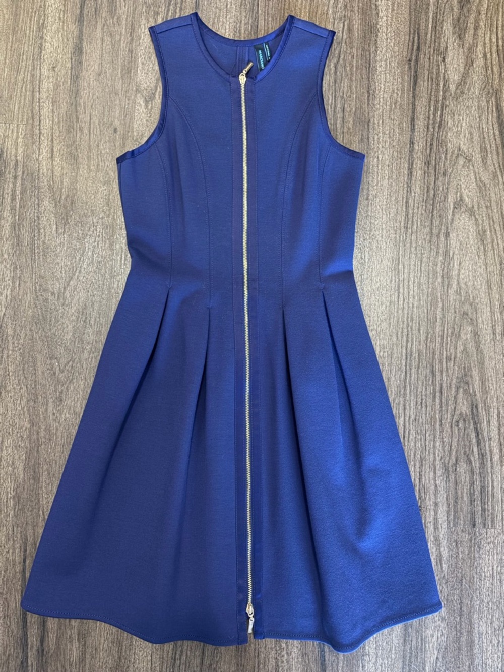 Women’s Sleeveless Fit-and-Flare Dress with Front Zip - purple-ish blue